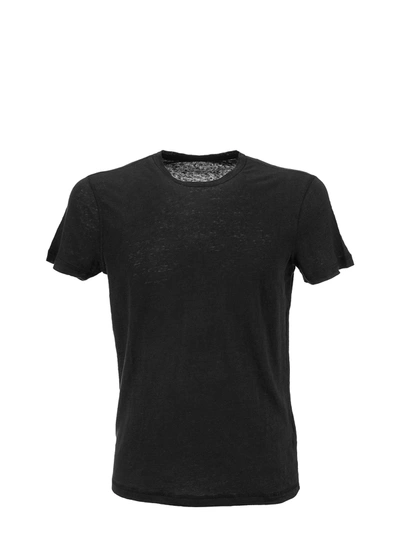 Majestic Short-sleeved Slim-fit Crew Neck T-shirt In Black