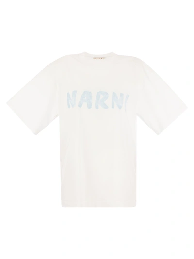 Marni Cotton Jersey T Shirt With  Print In White