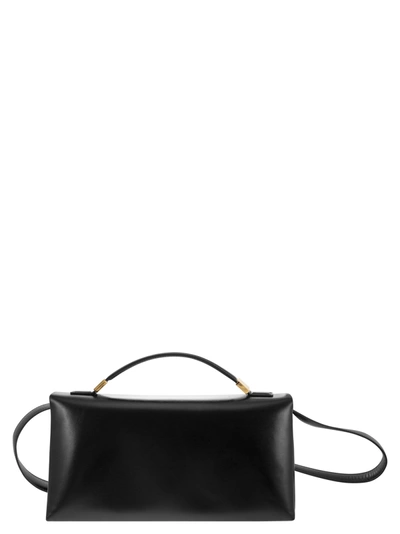 Marni Prisma Logo-stamp Leather Tote Bag In Black