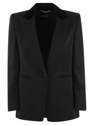 Max Mara Single-breasted Envers Satin Jacket In Black