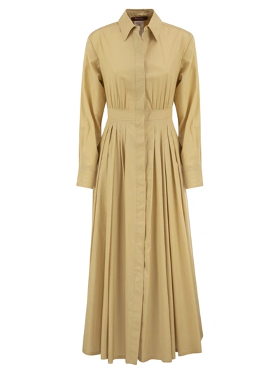 Max Mara Studio Long Sleeved Flared Dress In Beige