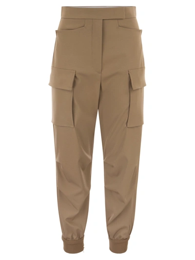 Max Mara Tskirt - Wool Gabardine Cargo Trousers In 007 Camel