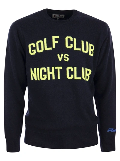 Mc2 Saint Barth Golf Vs Night Club Jumper In Wool And Cashmere Blend In Blue