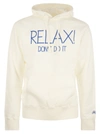 Mc2 Saint Barth Man White Hoodie With Relax Dont Do It Embroidery