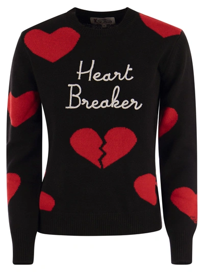 Mc2 Saint Barth Woman Crewneck Sweater With Heart Breaker Embroidery In Multi