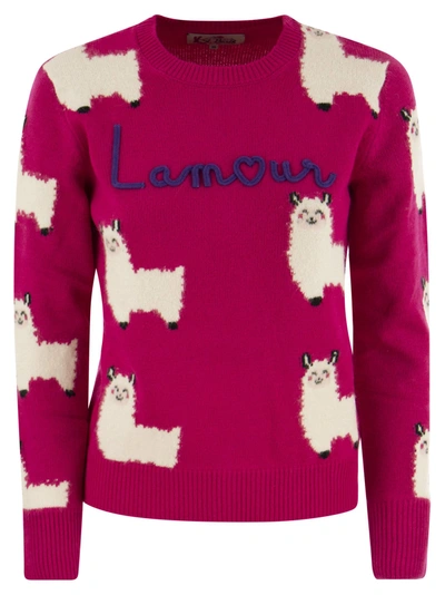 Mc2 Saint Barth Wool-blend Jumper With Embroidery In Fuxia