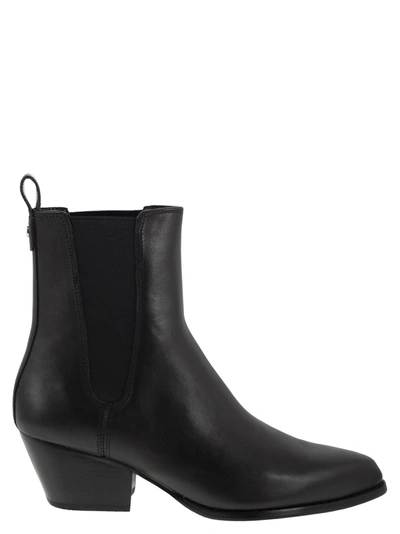 Michael Kors Kinlee Leather And Stretch Knit Ankle Boot In Black