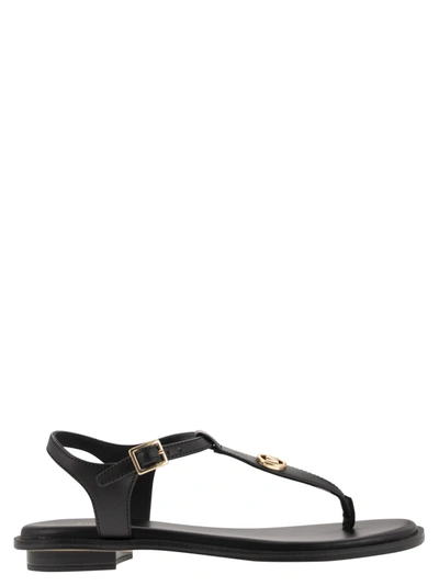 Michael Kors Mallory Thong Flats In Black Leather