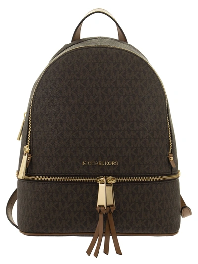 Michael Kors Rhea - Medium Backpack With Logo In Brown