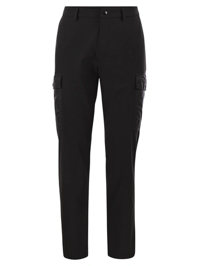 Moncler Jersey Cargo Trousers In Black