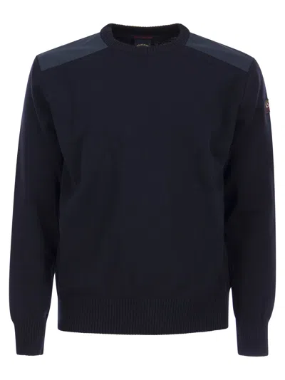 Paul & Shark Wool Crew Neck With Iconic Badge In Navy
