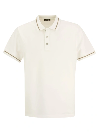 Peserico Ivory Cotton Threebuttons Polo Shirt In Neutrals