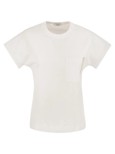 Peserico Crew-neck T-shirt With Pocket In White