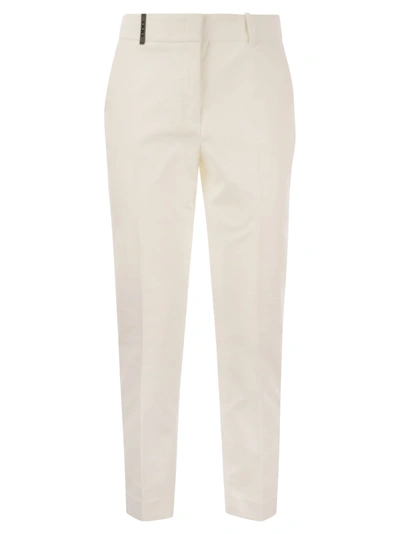 Peserico Stretch Cotton Gabardine Cigarette Trousers In Bianco