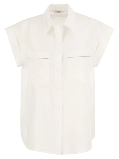 Peserico Linen Sleeveless Shirt In White