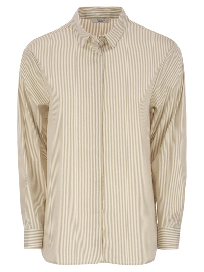 Peserico Milleraies Shirt With Lurex In Beige