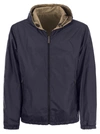 Peserico Men's Reversible Jacket With Hood In Blue
