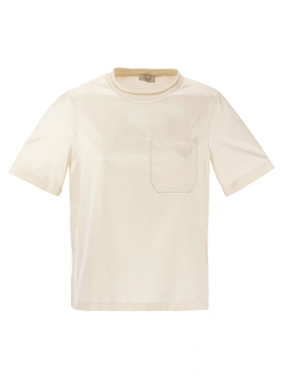 Peserico Silk Shirt With Breast Pocket In White