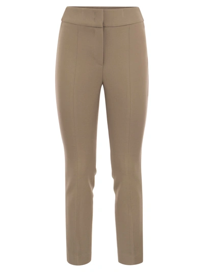 Peserico Skinny Fit Trousers In Viscose And Cotton In Camel