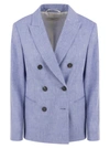 PESERICO PESERICO WOOL AND LINEN CANVAS DOUBLE BREASTED BLAZER