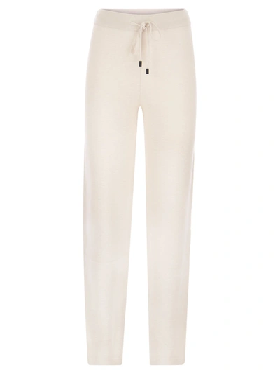 Peserico Wool, Silk And Cashmere Knit Trousers In Chalk