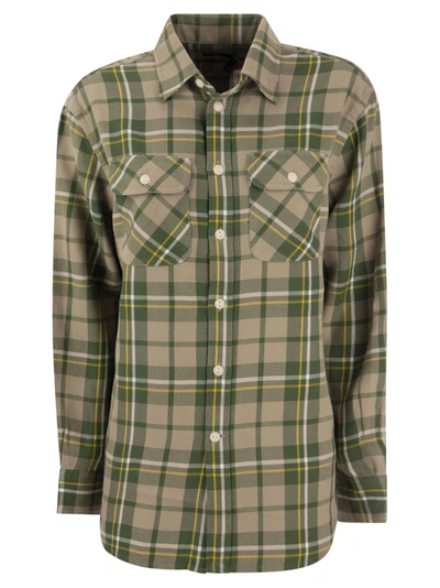 Polo Ralph Lauren Cotton Twill Plaid Shirt In Beige/green