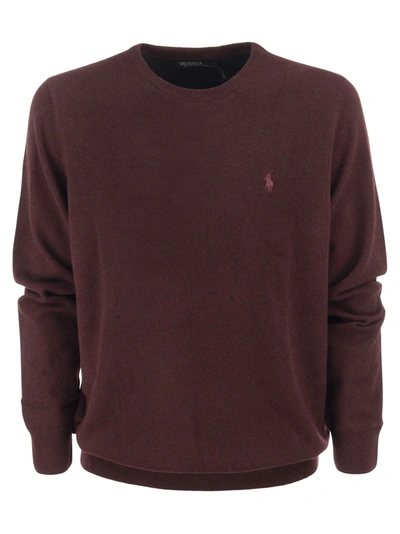 Polo Ralph Lauren Crew-neck Wool Sweater In Bordeaux