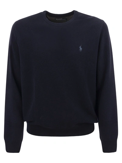 Polo Ralph Lauren Crew-neck Wool Sweater In Navy