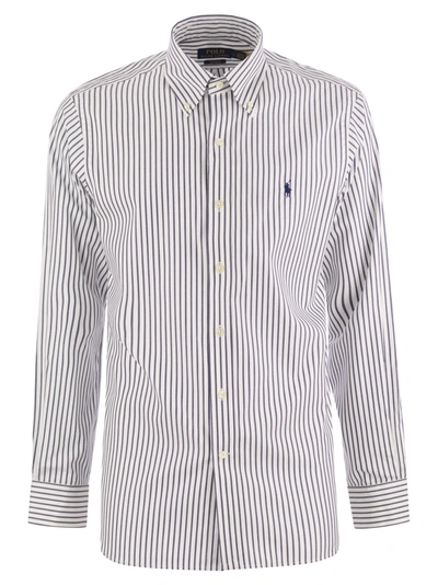 Polo Ralph Lauren Custom-fit Striped Cotton Shirt In White/blue