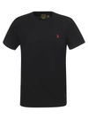 Polo Ralph Lauren Black Crewneck T-shirt With Pony Embroidery On The Front In Black