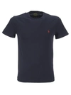 Polo Ralph Lauren Blue Crewneck T-shirt With Pony Embroidery On The Front