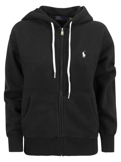 Polo Ralph Lauren Embroidered-logo Pullover Hoodie In Polo Black