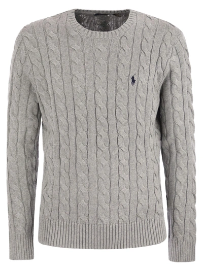 Polo Ralph Lauren Cable Knit Knitted Sweatshirt In Grey