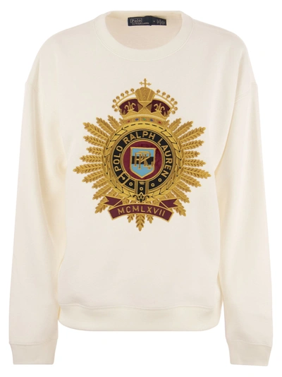Polo Ralph Lauren Sweatshirt With Embroidered Crest In White