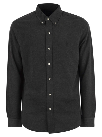 Polo Ralph Lauren Ultralight Pique Shirt In Anthracite