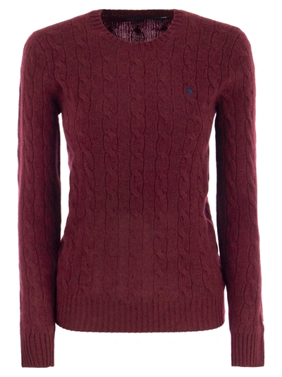 Polo Ralph Lauren Women's Julianna Cable-knit Wool-blend Jumper In Burgundy