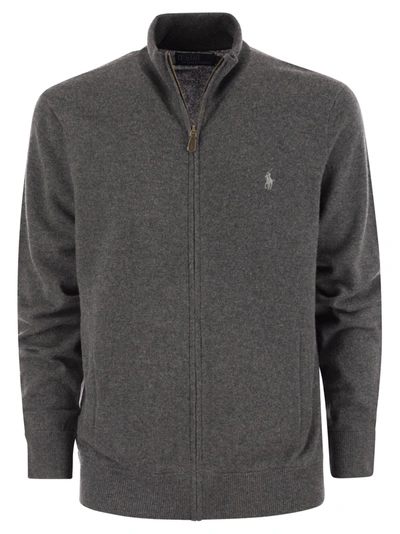 Polo Ralph Lauren Wool Jumper With Zip In Grey