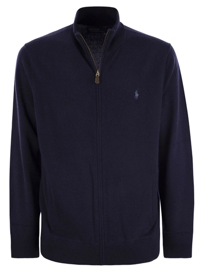 Polo Ralph Lauren Wool Sweater With Zip In Blue