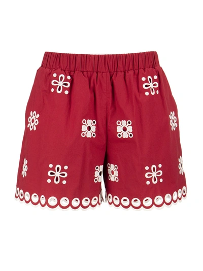 RED VALENTINO RED VALENTINO COTTON SHORTS WITH SANGALLO EMBROIDERY