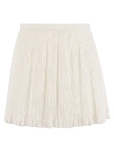 Red Valentino Pleated Cotton-blend Shorts In White