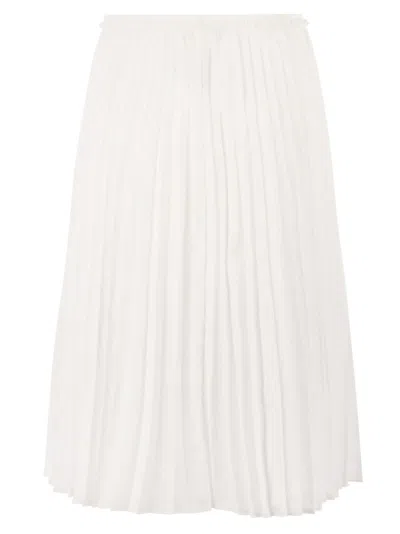 Red Valentino Pleated Taffeta Skirt In White