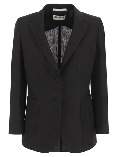 Saulina Adelaide - Linen Two-button Jacket In Black