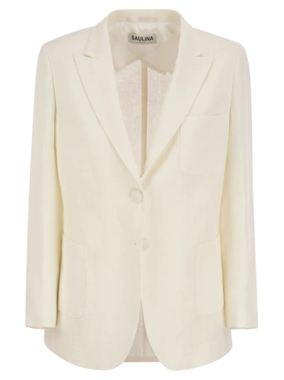 Saulina Adelaide - Linen Two-button Jacket In White
