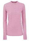 Sportmax Perforated Pattern Crewneck Sweater In Pink