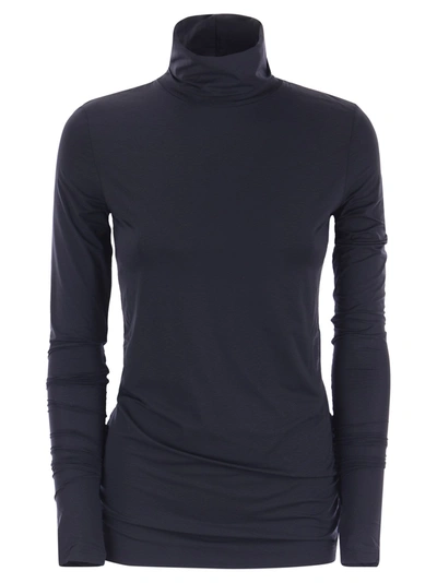 Sportmax Danzica - Turtleneck T-shirt With Long Sleeves In Night Blue