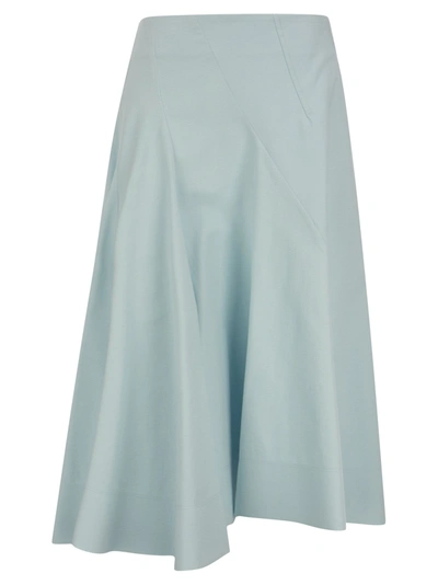 Sportmax Asymmetrical Pleated Midi Skirt In Light Blue