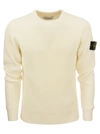 Stone Island Regular-fit Crewneck Sweatshirt With Ribbed Inserts In Yellow