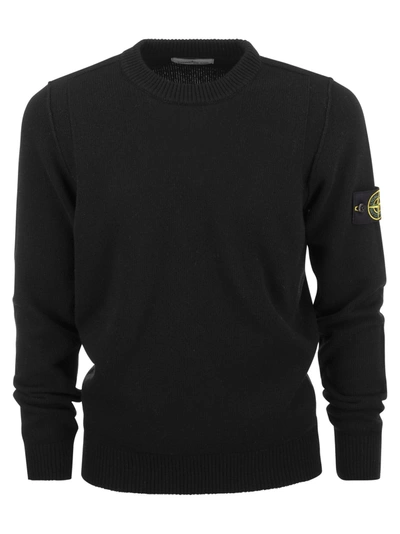 Stone Island Compass-patch Cotton Sweatshirt In Black