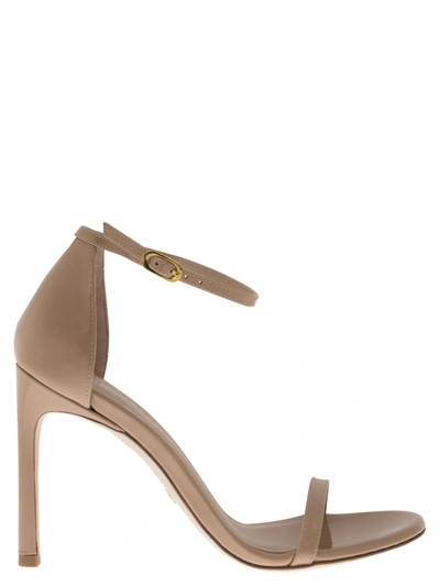 Stuart Weitzman Nudist High-heel Sandals In Beige Patent Leather