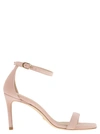 STUART WEITZMAN STUART WEITZMAN NUNAKEDCURVE 85 LEATHER SANDAL WITH HEEL